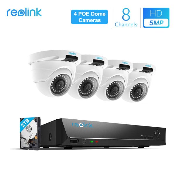REOLINK Super HD 4x Dome Cameras With Detection, 2TB HDD & 8 Channel