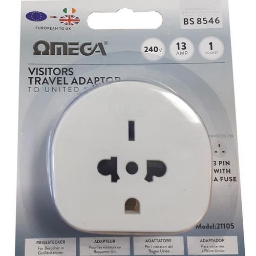 Omega UK Visitors World Adapter - 21105CARD