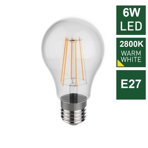 Omega Vintage Filament LED Bulb E27 2800W 6W - OMELE27F6W2800K