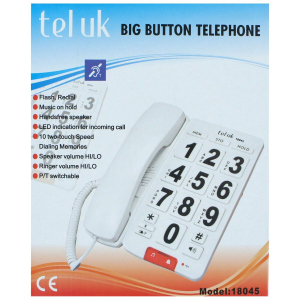 TELUK Big Button Desk Phone Corded White - 18045WT