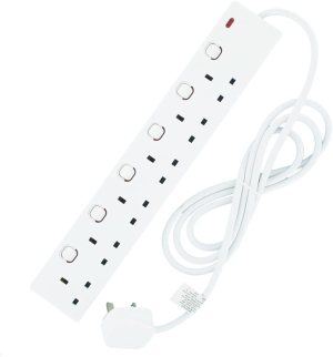 Omega Individually Switched 6 Gang 2M Extension Lead - 21372