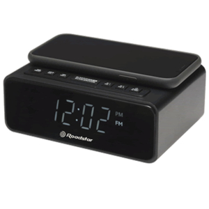 Roadstar Alarm Clock Radio With Wireless Charger Black - CLR700QI