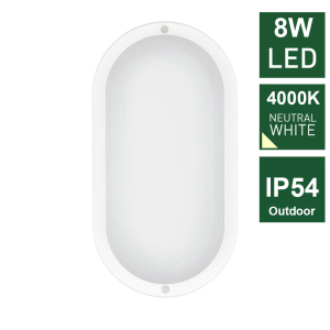 Platinet Outdoor Bulkhead Lamp 8W 4000K(Neutral White) Oval - PLBO084K