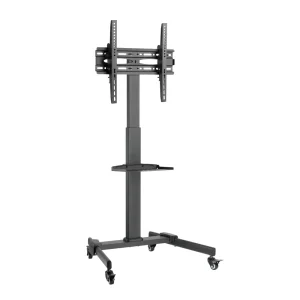 Fonestar Adjustable TV Floor Mount with Tray - STS-4244N on wheels, black metal, features adjustable height and tray for a...