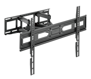 Full motion extra slim TV wall bracket in black, featuring adjustable arms for 37" - 80" TVs, on a white background.