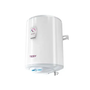 Tesy BiLight Vertical Water Heater 30L in white, wall-mounted design with temperature gauge and blue accent.