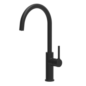 Gun metal Bridge Point Kitchen Mixer Single Lever Dual Function, sleek design with a curved spout and side lever.