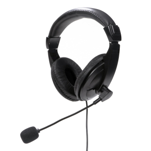 Omega Fiesta USB Digital Headset with Microphone - FIS7510 in black, featuring padded ear cups and a flexible microphone.