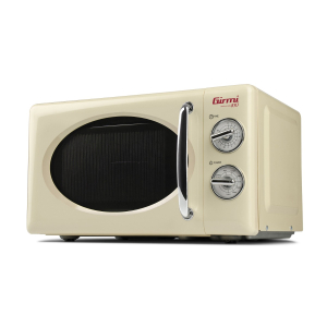 Girmi 20L Grill & Microwave Oven - FM2105 in cream color, showcasing a sleek design and dials on the side.