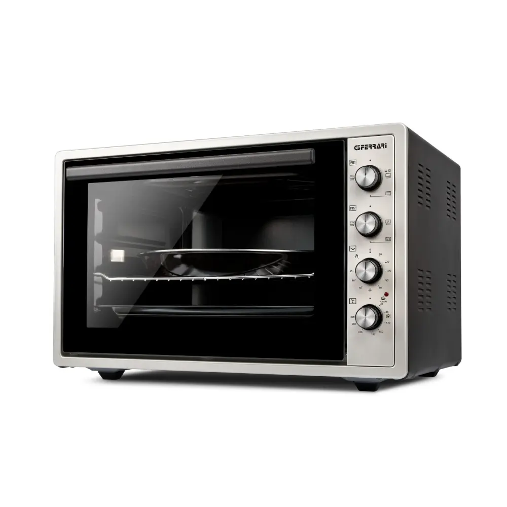 G3 Ferrari ROSTO’ 58 58L electric oven in silver and black, shown from the front-right on a white background with glass door