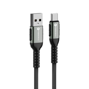 Forcell 66W USB-A to USB-C Cable, black with textured grip, on a white background. Supports Quick Charge 3.0 and SUPERVOOC.