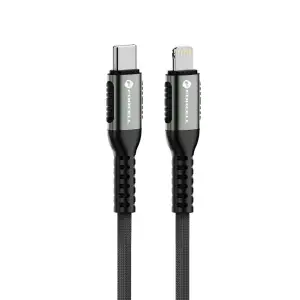 Forcell USB-C to Lightning Cable 27W 300 cm - C259 with black connectors and braided design on a white background.