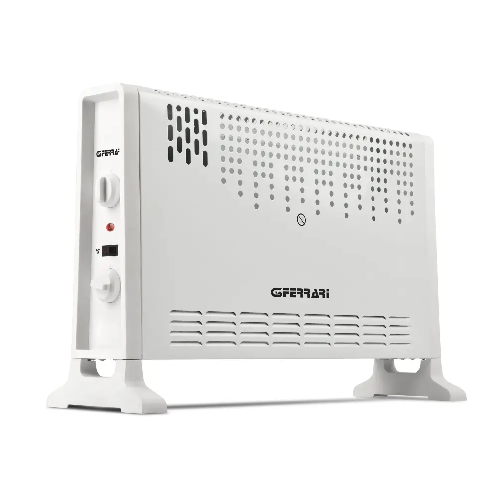 G3 Ferrari 2000W Convector Heater with Turbo Function, white heater shown from a front three-quarter angle on a white