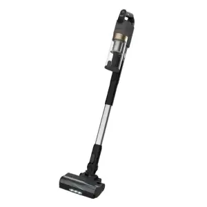 Levoit Lightweight Cordless Stick Vacuum - LVAC200 in sleek black and silver design with a transparent dust cup, angled view.