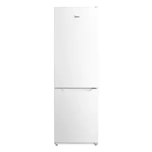 Midea 262L Total No Frost Fridge Freezer in white, freestanding, showcasing a sleek design and modern functionality.