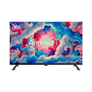 Next 32" HD Android TV with Wi-Fi displaying a colorful abstract design on the screen, set against a white background.