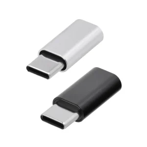 Blue Star Micro USB to USB-C Adapter in black and silver, angled view against a white background.