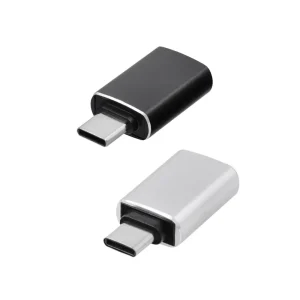 Black and silver Blue Star USB-A to USB-C Adapter with sleek design on a white background.