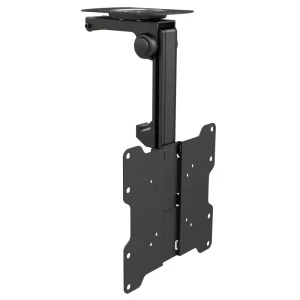 Fonestar Adjustable Ceiling TV Mount - STV-667N in black with a flat mounting plate and adjustable arm for optimal viewing.