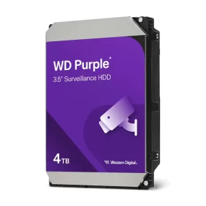 WD 4TB Purple Surveillance Hard Drive - WD43PURZ with a purple and silver design, shown front-facing on a white background.