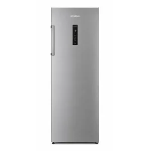 Hyundai 359L Total No Frost Larder Fridge in Inox with sleek silver finish and digital display, front view.