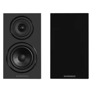 Wharfedale DIAMOND 12.1i Bookshelf Speakers in black finish, featuring dual drivers, on a plain white background.