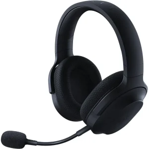 Razer Barracuda X Wireless Gaming Headset in black with a flexible mic, showcasing plush ear cushions and sleek design.