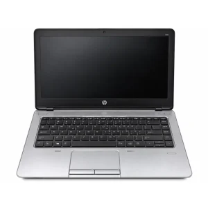 HP Probook 640 G1 Intel Core i5 laptop with a silver finish, 14" screen, and black keyboard on a white background.