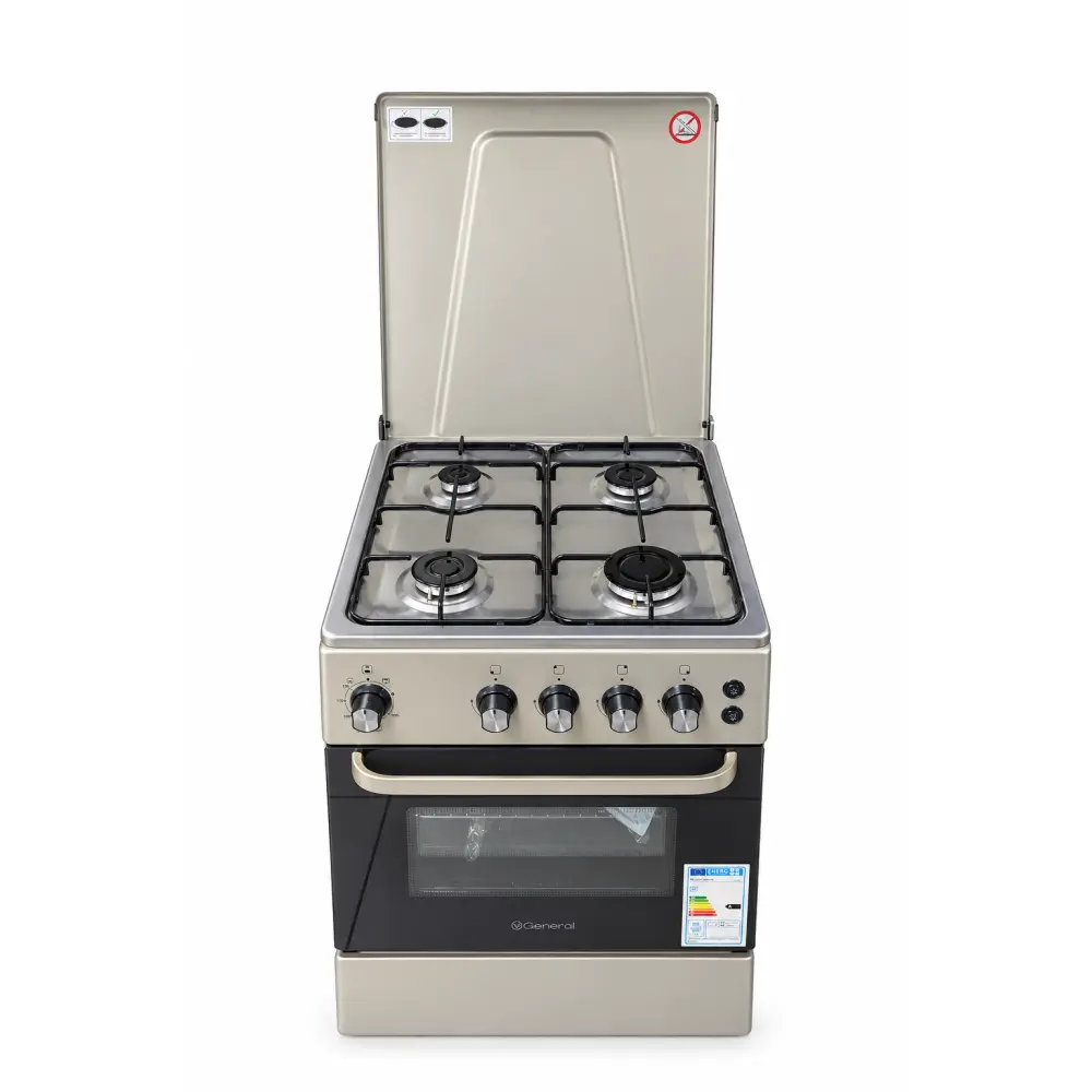 General 50cm Freestanding Gas Cooker 4 Burners Auto Ignition Inox - F5050-I