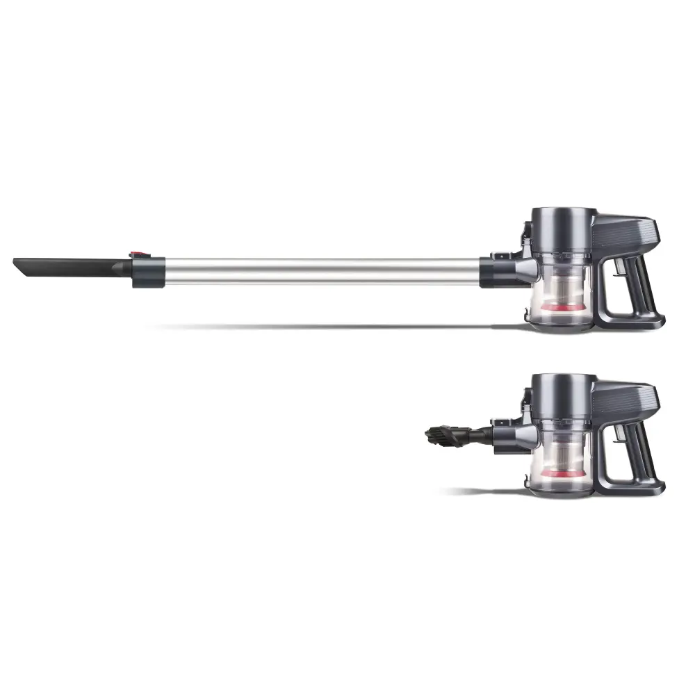 Girmi AP91 cordless vacuum cleaner shown side-on as a full-length stick and handheld unit on a white background.