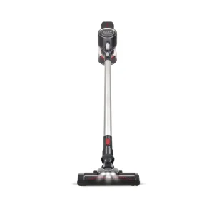 Girmi AP91 cordless vacuum cleaner with silver tube and black motorised brush, shown front-on against a white background.
