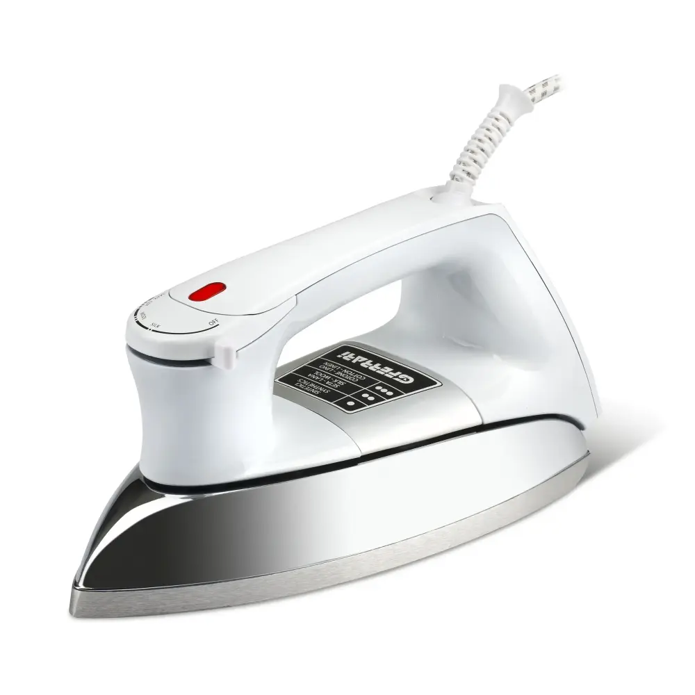 G3 Ferrari Seicento G40013 900W dry iron with silver aluminium soleplate, shown at an angle on a white background.